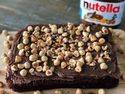 Brownie met Nutella en hazelnoten