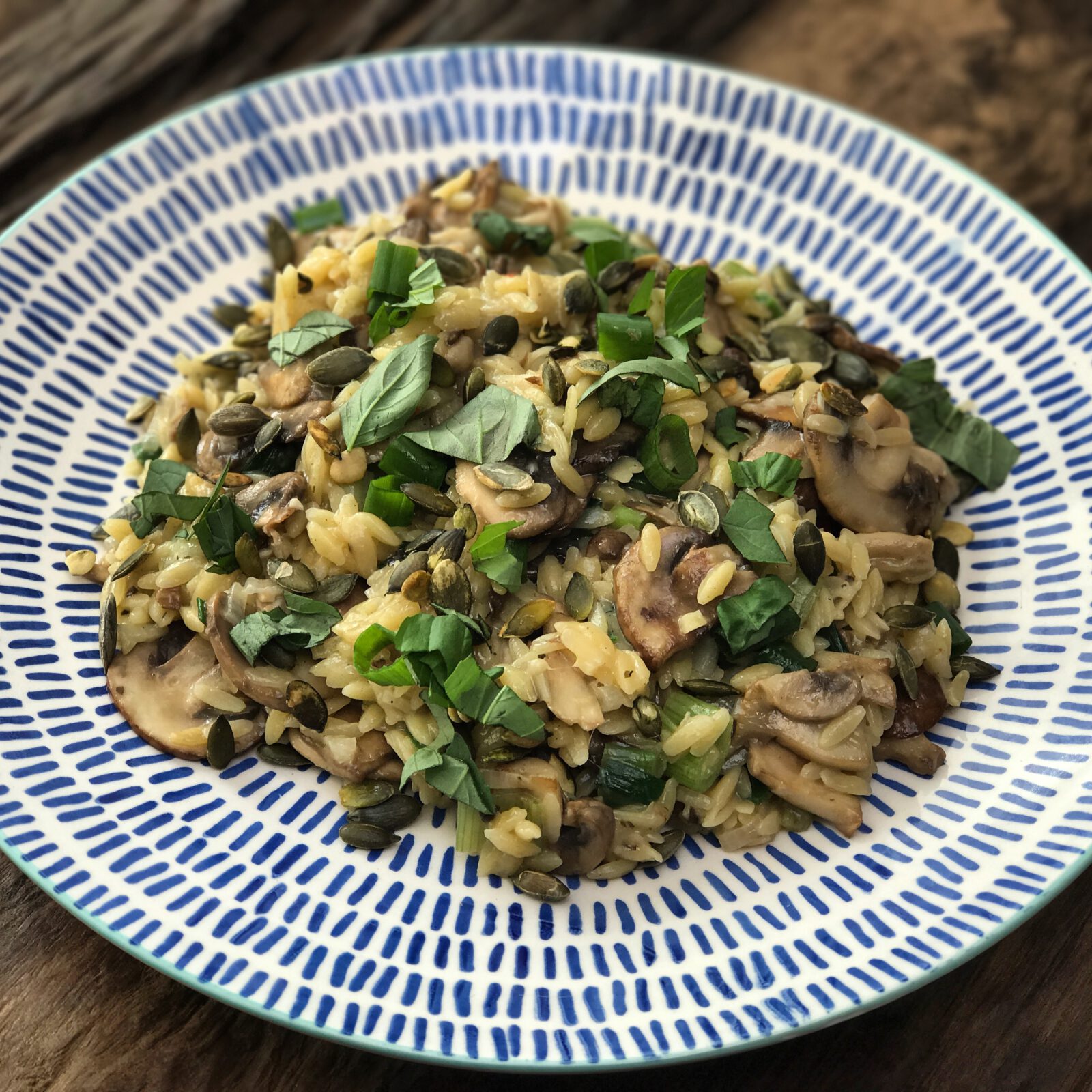 Vegetarisch recept: Orzo risotto met paddenstoelen