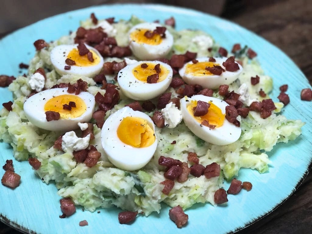 stamppot met prei en kruidenroomkaas