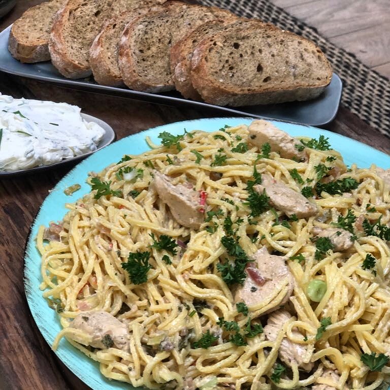 pasta met citroenkip in een romige saus