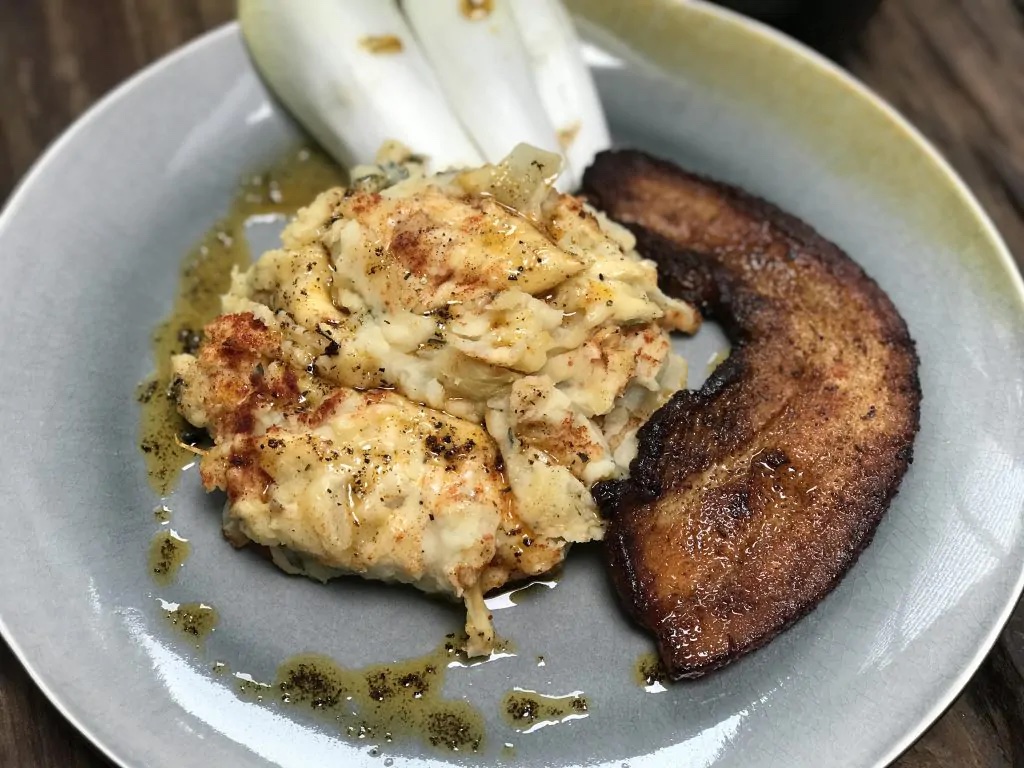 witlofstamppot met kaas en Italiaanse kruiden
