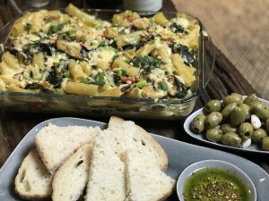 pasta ovenschotel met spinazie en kip