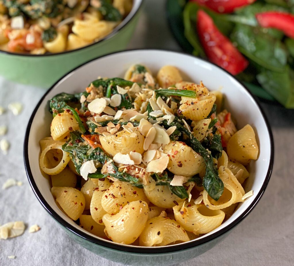 pasta met tonijn en spinazie