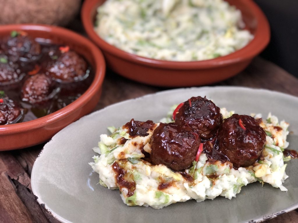 Indische gehaktballen met andijviestamppot