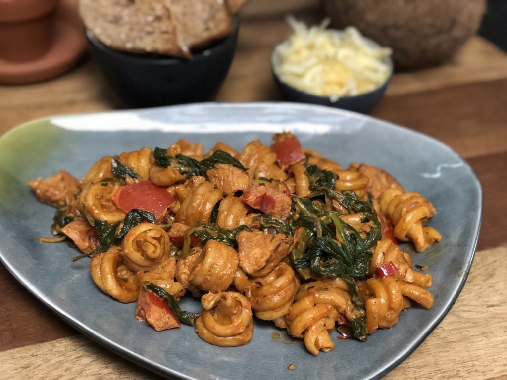 pasta met Boursin en spinazie