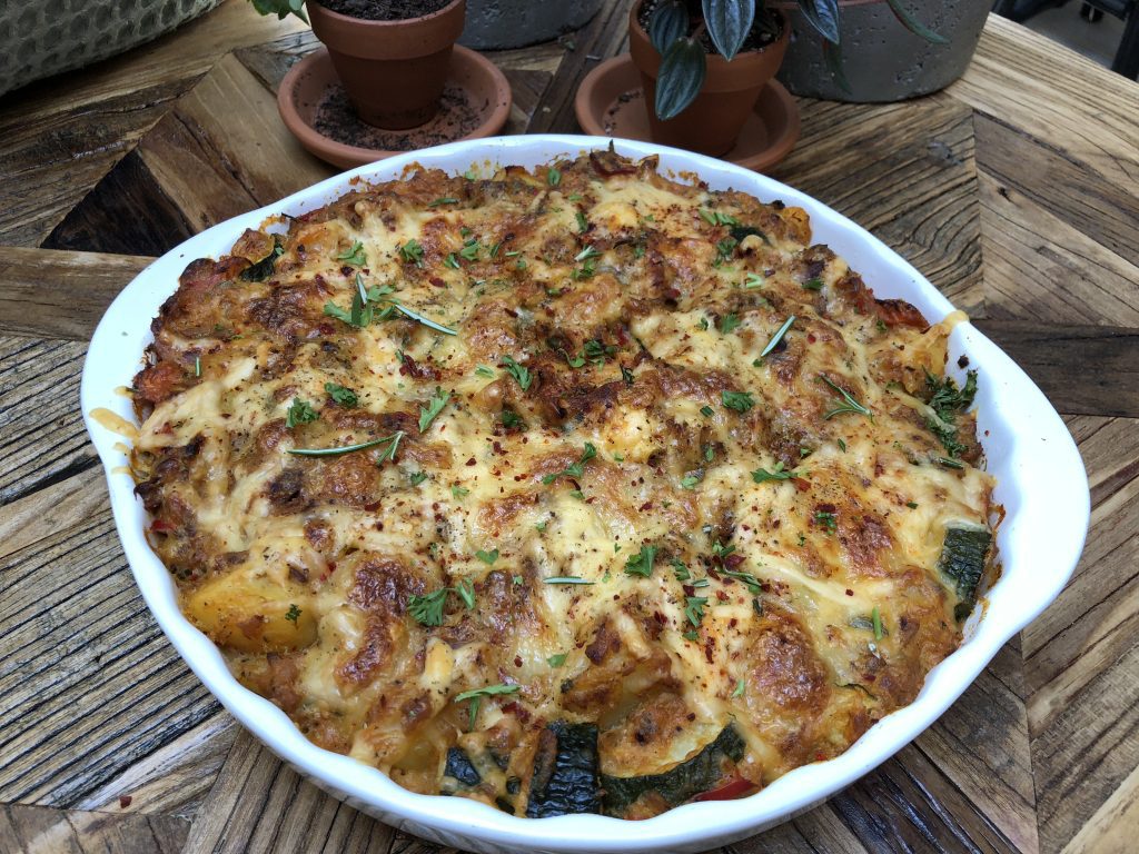 aardappel ovenschotel met tonijn en courgette