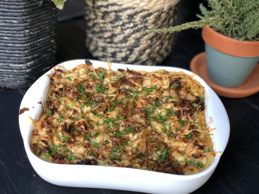 recept spitskool ovenschotel met spek en kaas