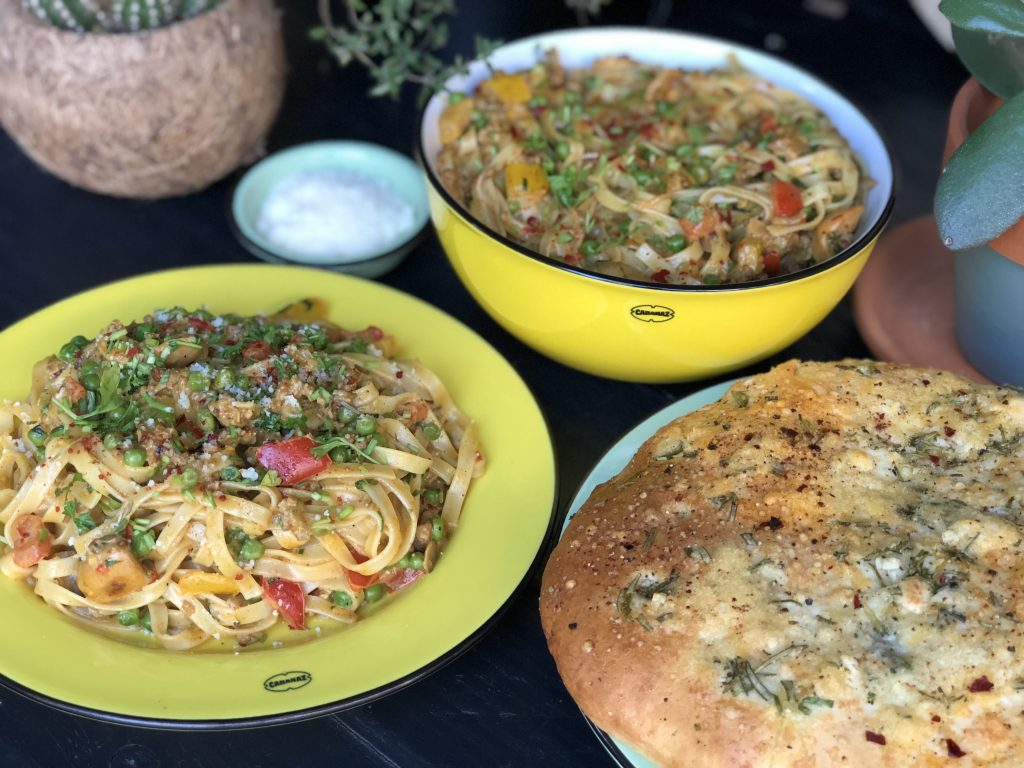 recept bami met groenten in kruidige roomsaus