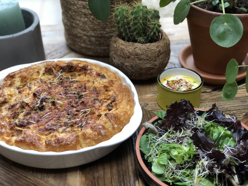 recept hartige taart met shoarma en prei