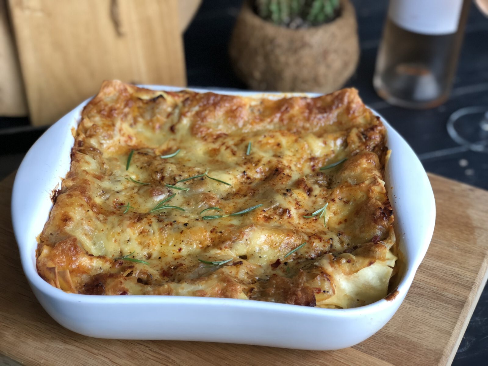 Lasagne met witlof, spek en roomsaus