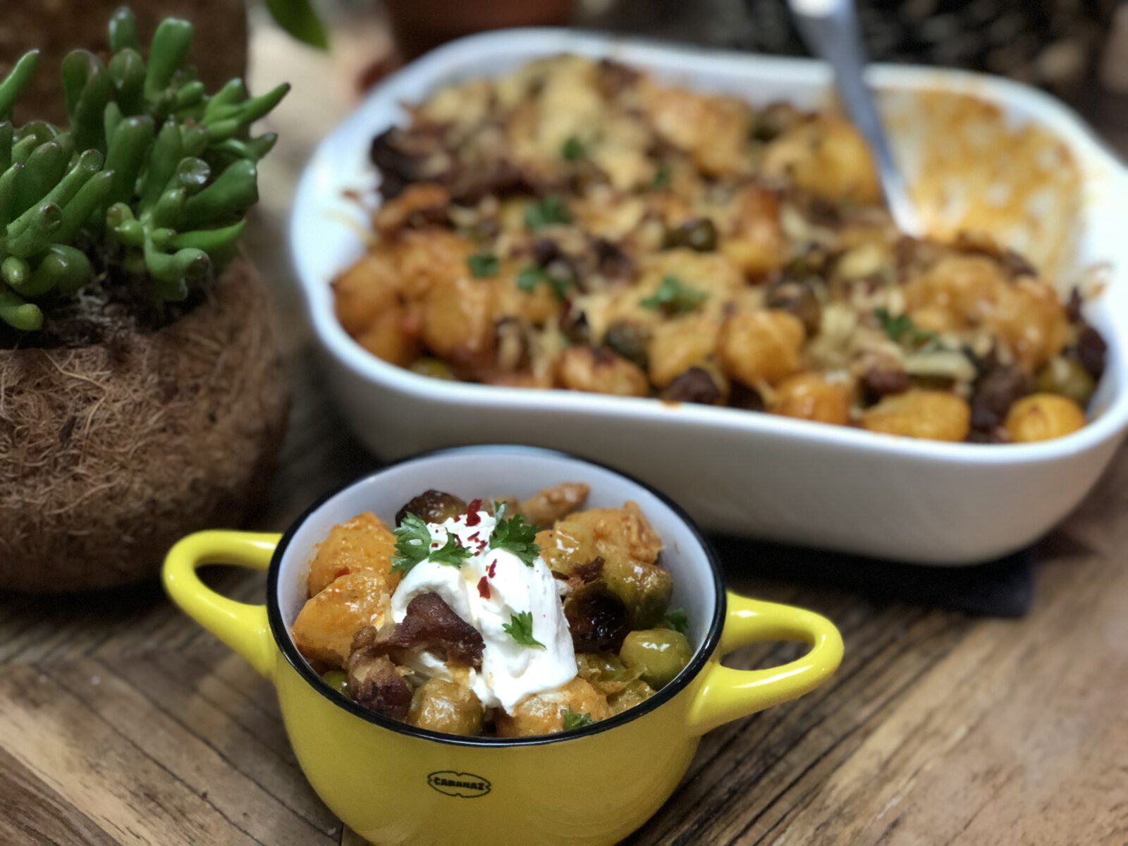 Krieltjes ovenschotel met spruitjes en shoarma