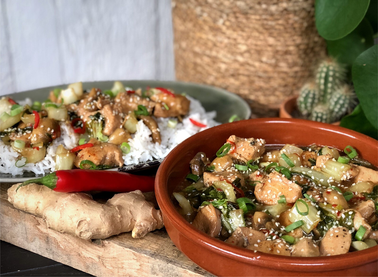 Chinese kip met rijst en paksoi: zoet en pittig!