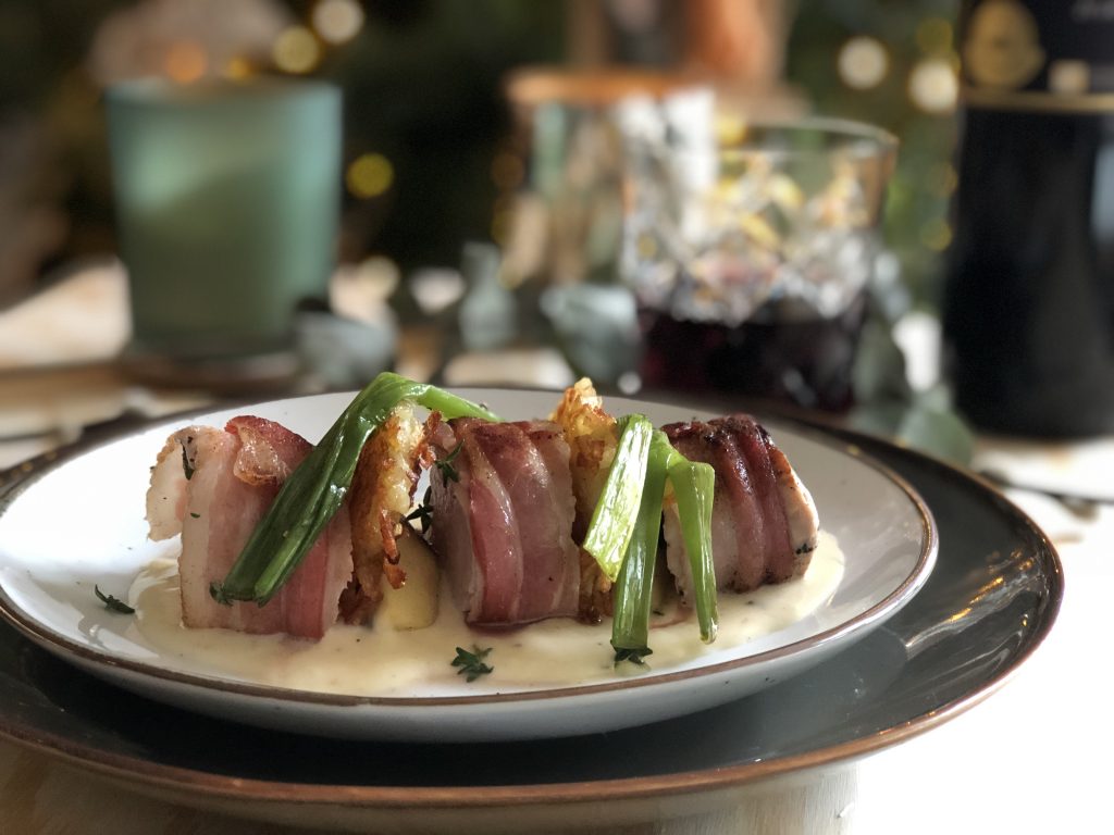 recept varkenshaas met spek, rösti, appels en kaassaus. Zuid Tiroolse producten.