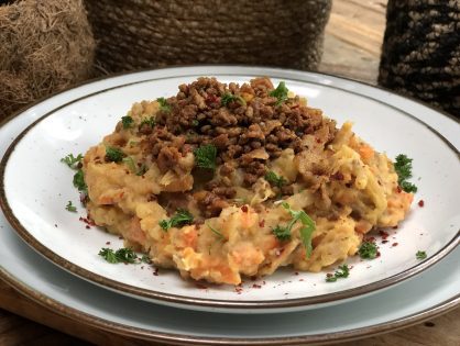 pittige hutspot met gehakt en kaas