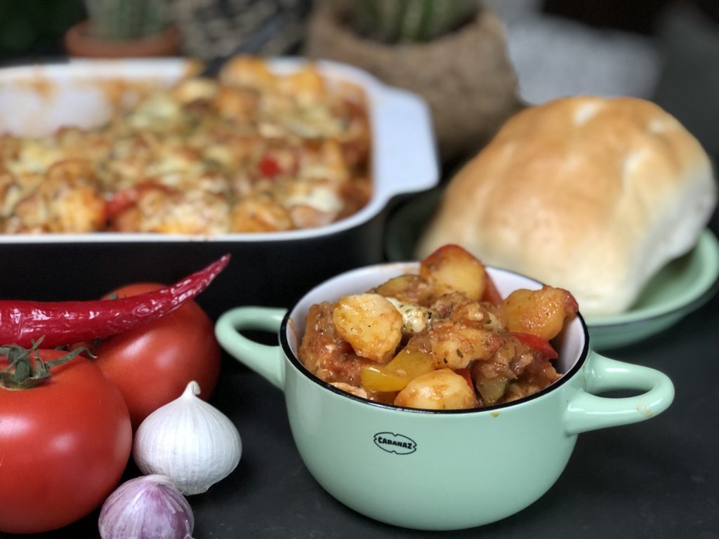 recept Italiaanse krieltjes ovenschotel met groenten en chipolata worstjes