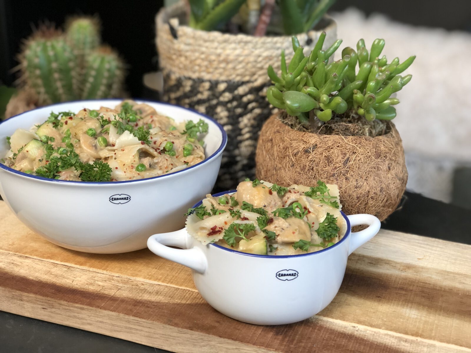 vlinderpasta met tonijn in roomsaus