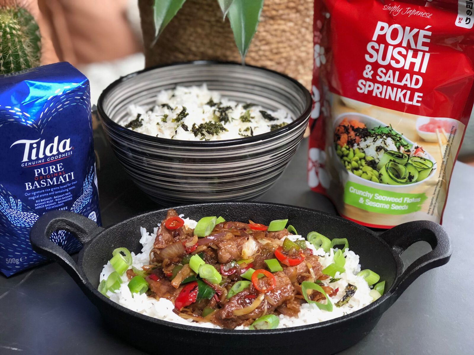 Thaise biefstuk met roerbakgroenten en rijst