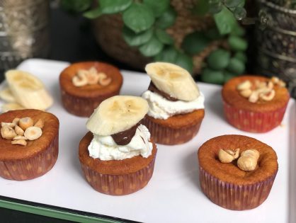 recept bananen cupcakes met Nutella, roomijs en banaan