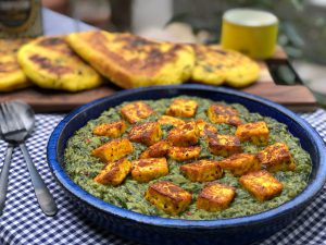 recept vegetarische saag paneer met diepvries spinazie a là crème