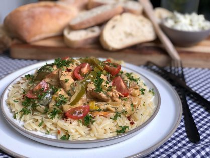 kip in witte wijn gestoofd met prei en courgette