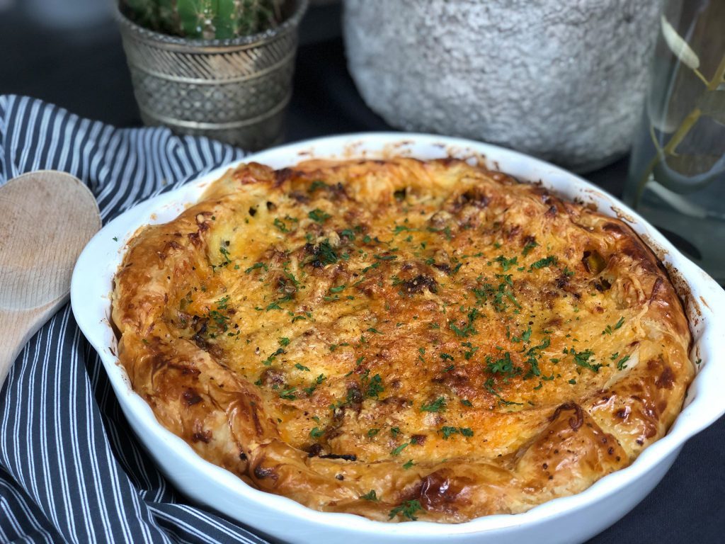 recept om zelf een hartige taart te maken met prei en gehakt