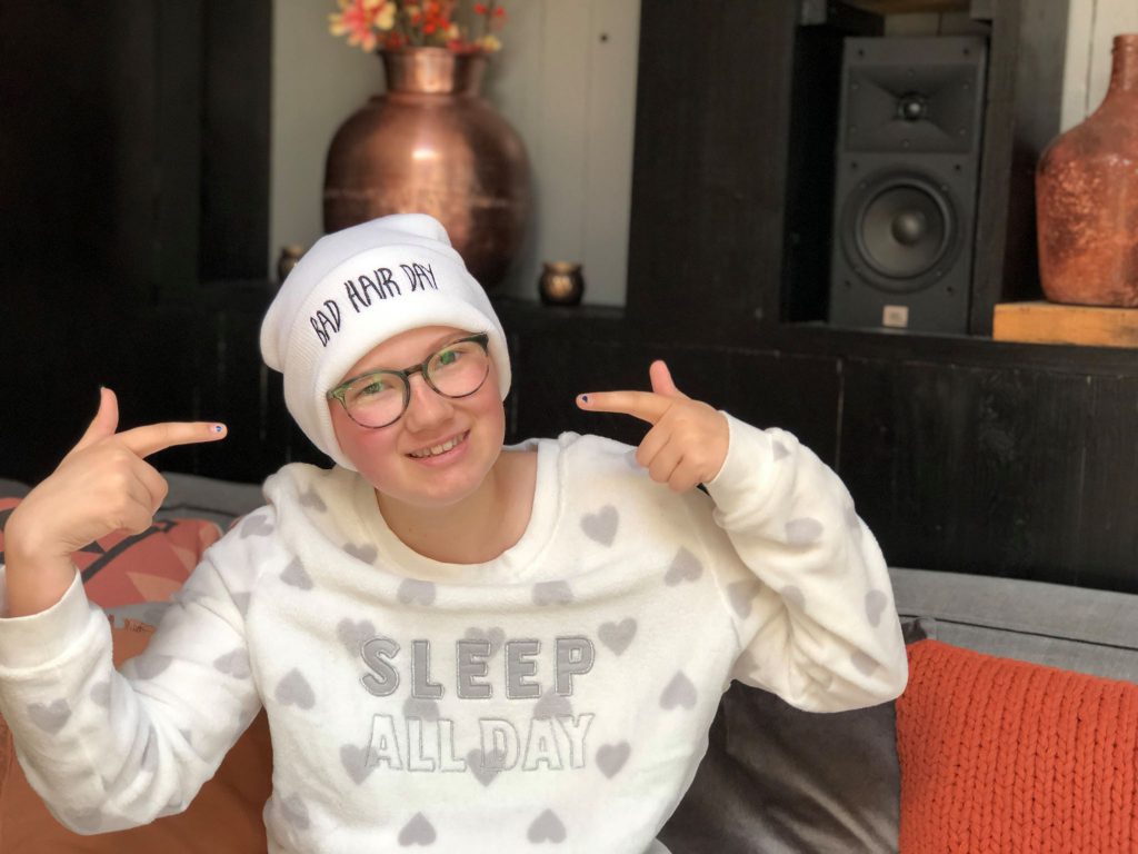 Geen bad hair day meer tijdens de chemo behandeling.