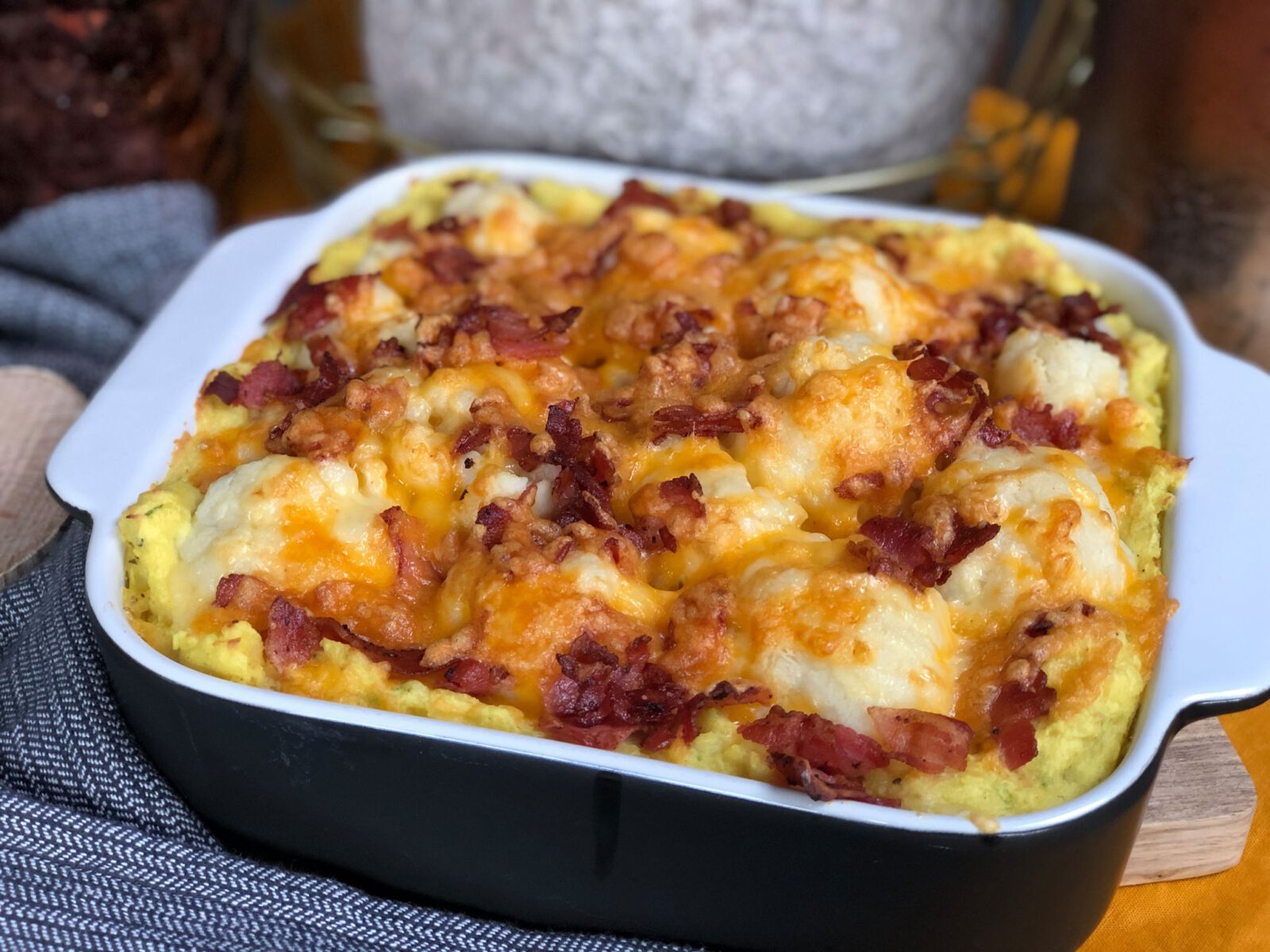 bloemkool ovenschotel met kaas en spek