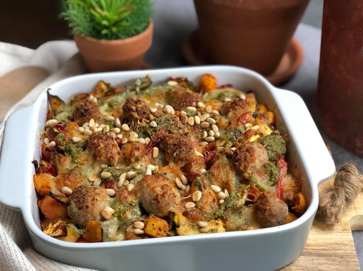 Italiaanse ovenschotel met krieltjes en pesto