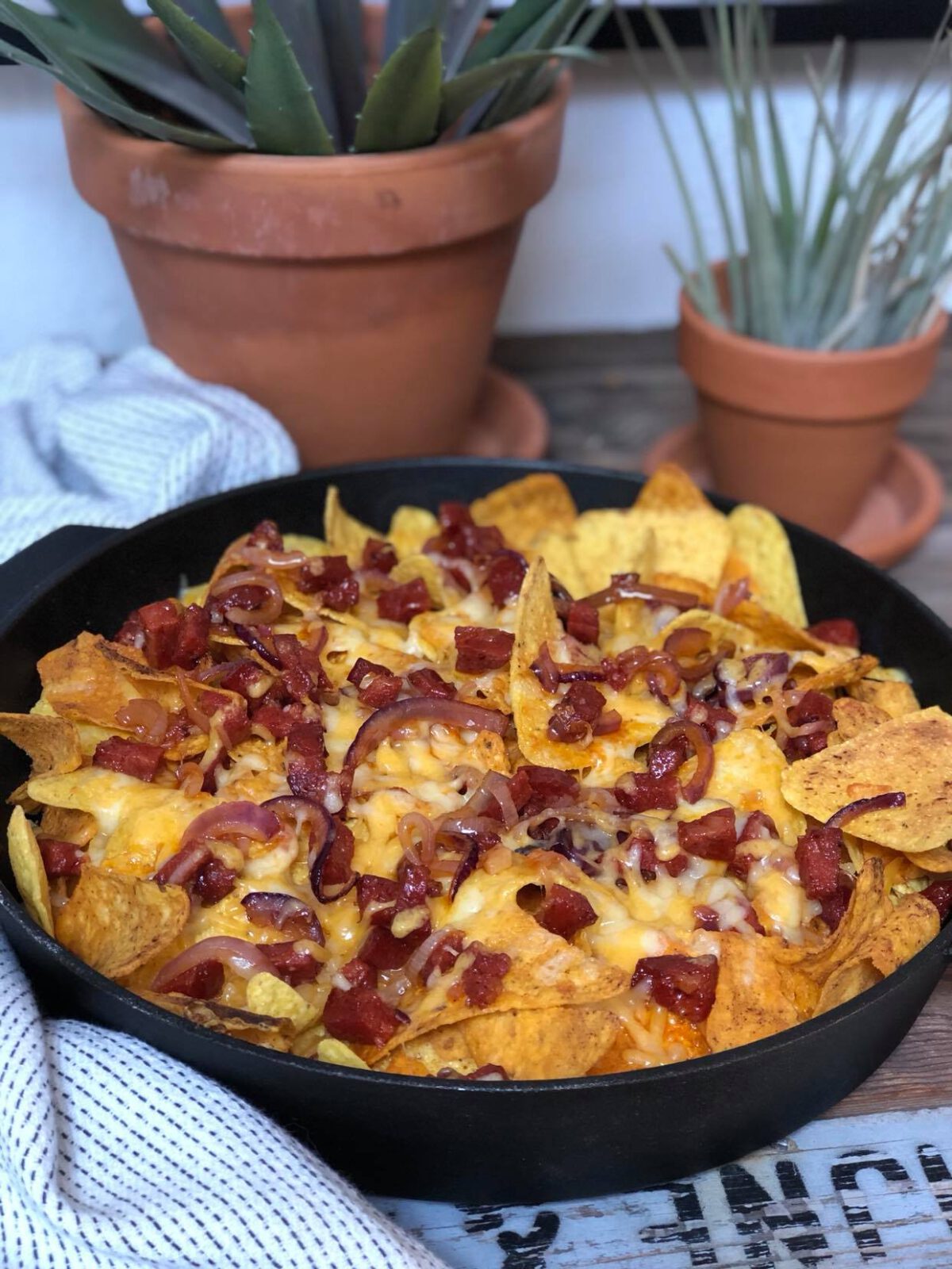 nacho schotel met chorizo en kaas