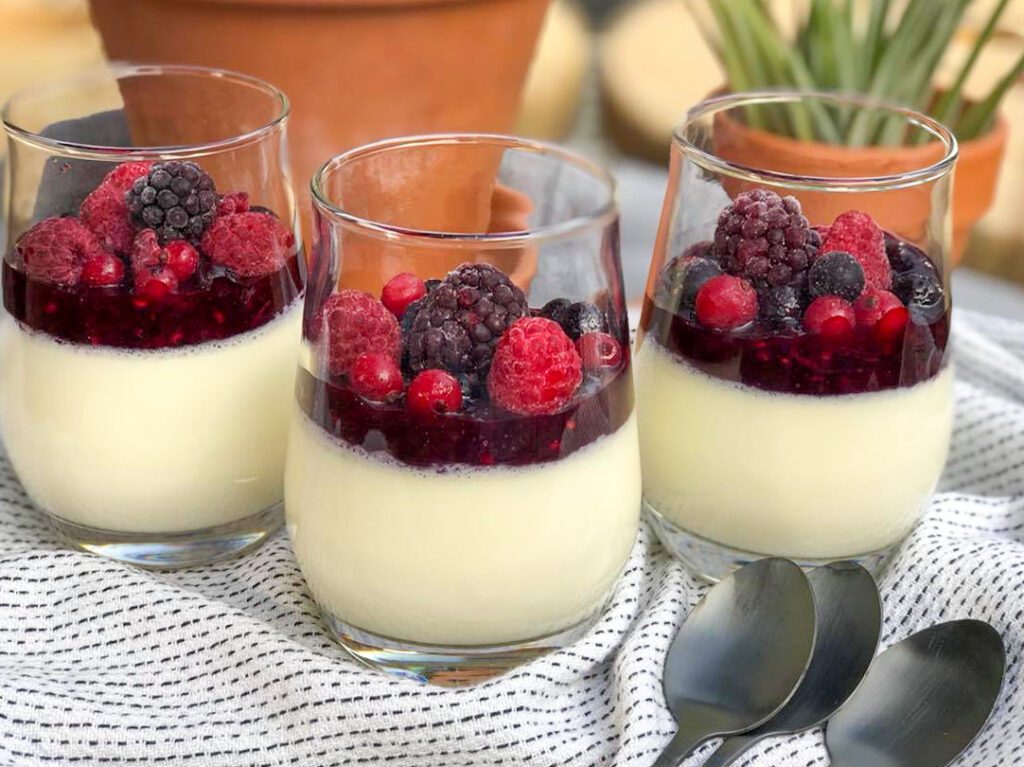 panna cotta met rood fruit