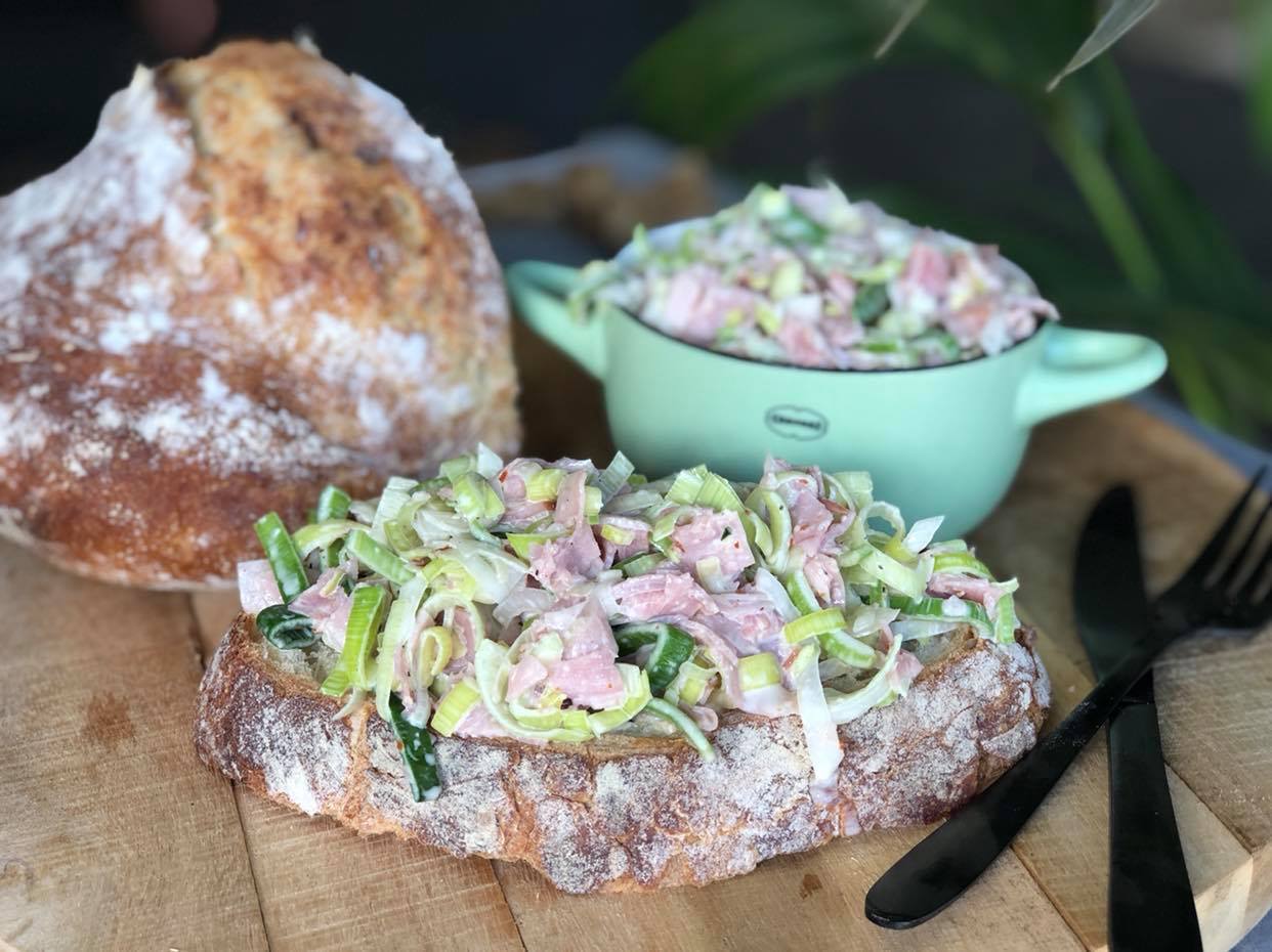 ham prei salade maken