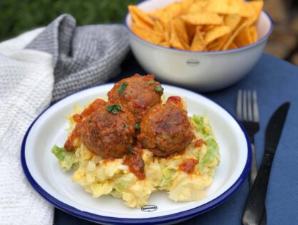 ijsbergsla stamppot met Mexicaanse gehaktballetjes