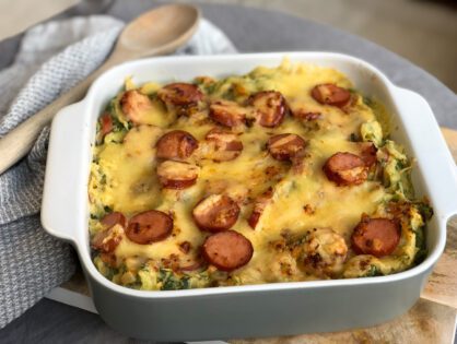 andijviestamppot ovenschotel met rookworst