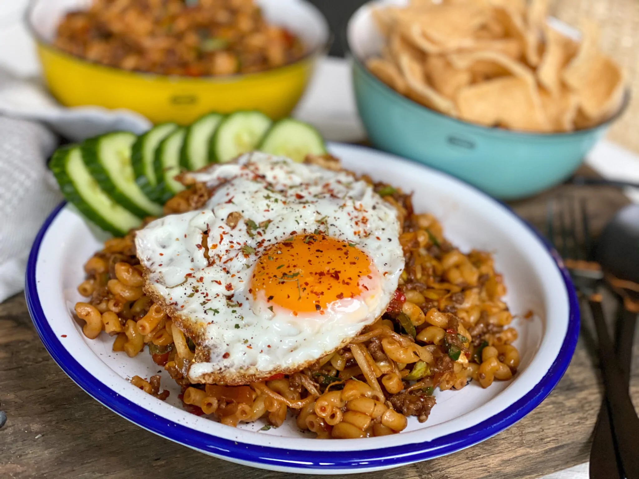 Macaroni met gehakt en ketjap
