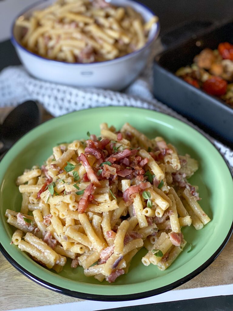 pasta Boursin met spekjes super simpel recept