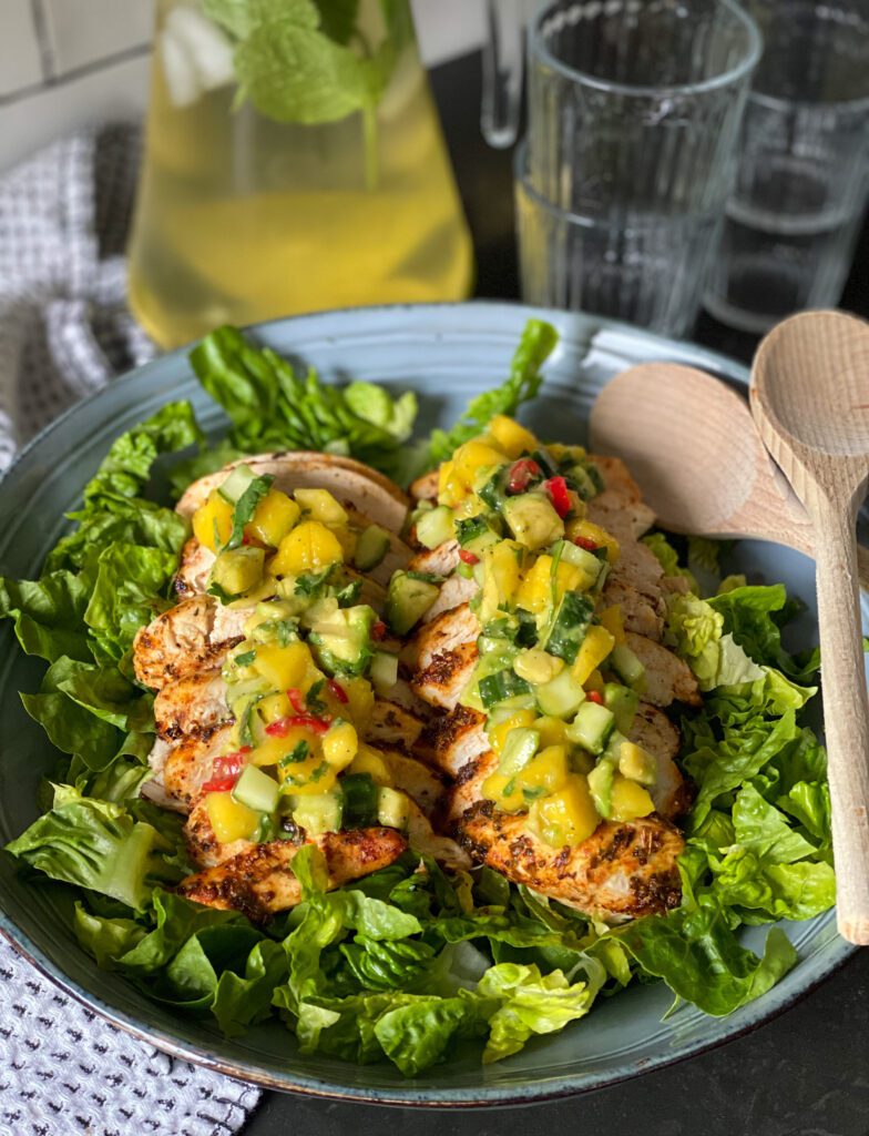 gegrilde kip salade met mango