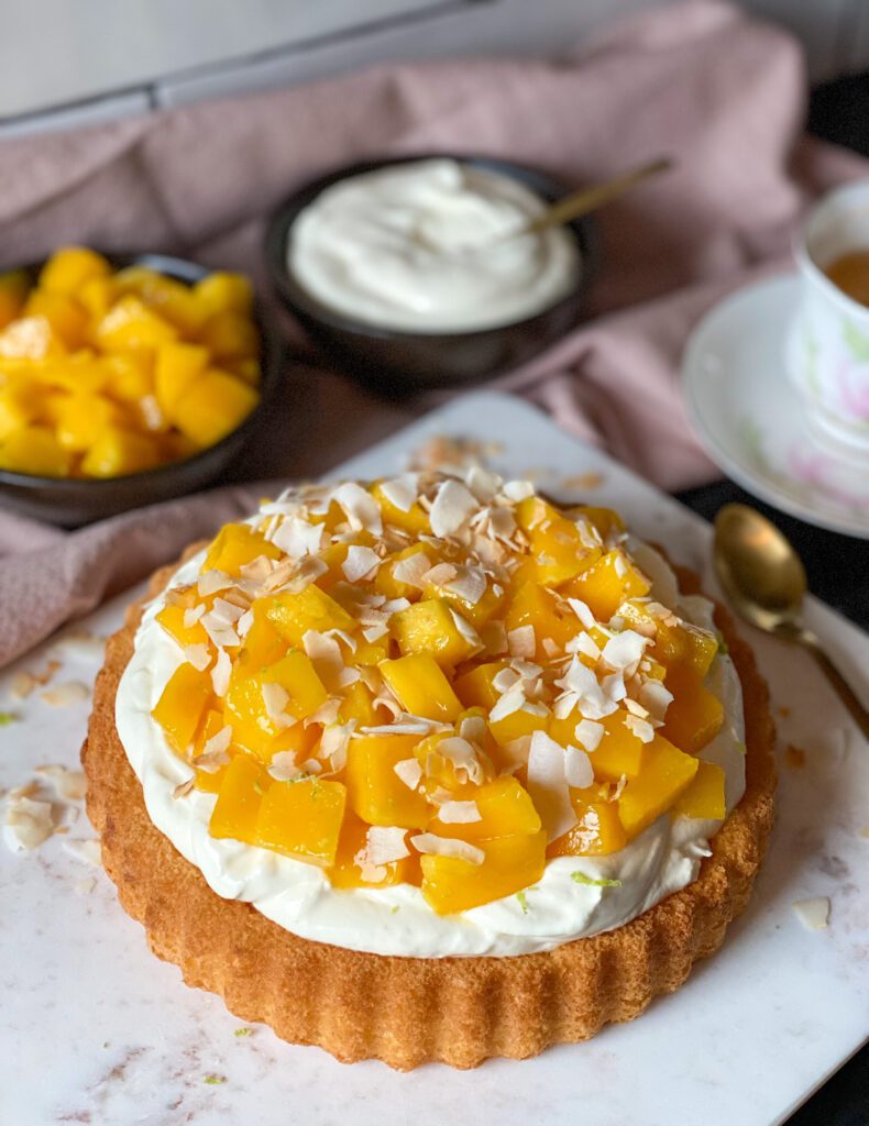 simpel taartje met mango en kokos