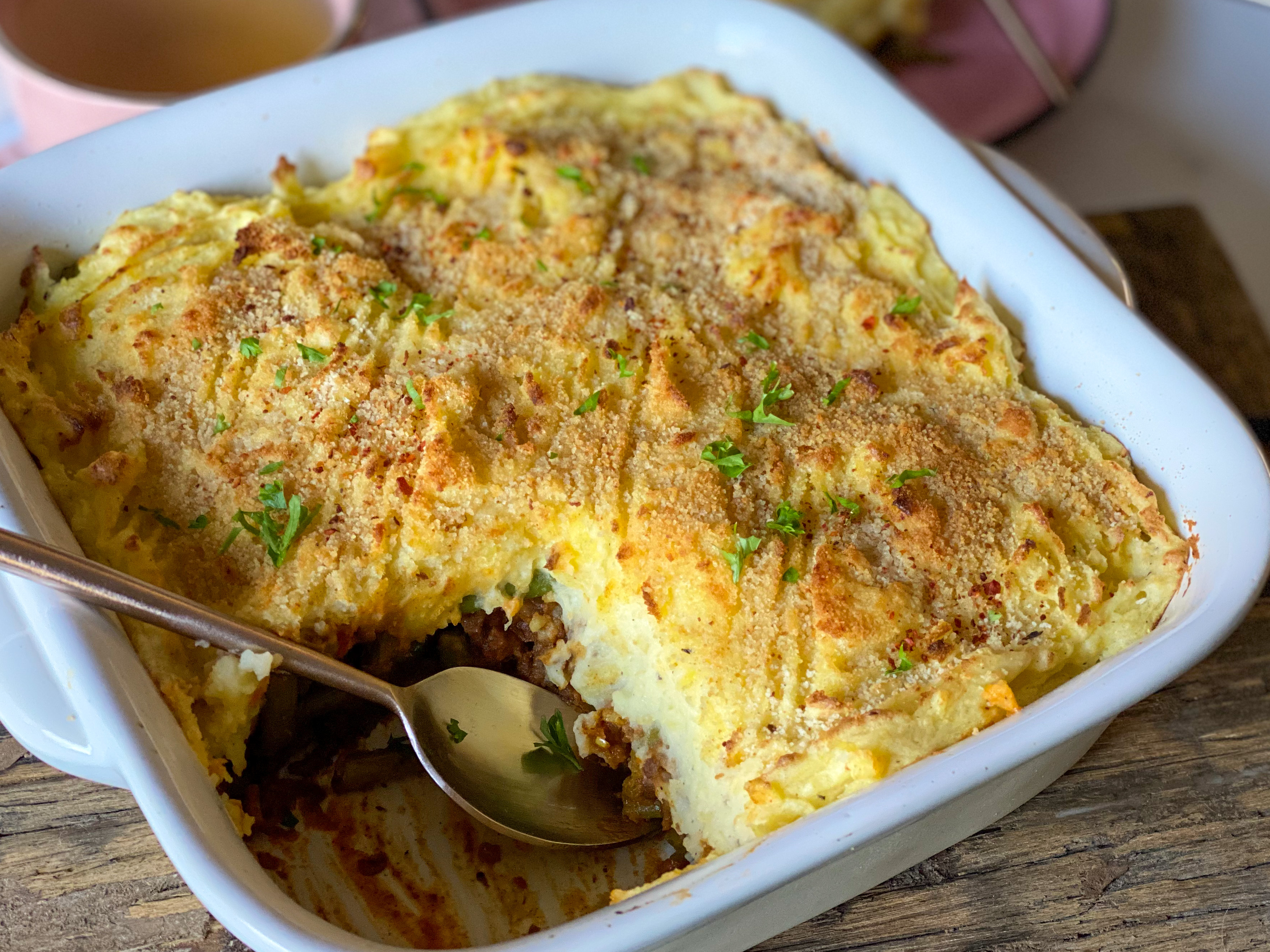 sperziebonen ovenschotel met gehakt en puree