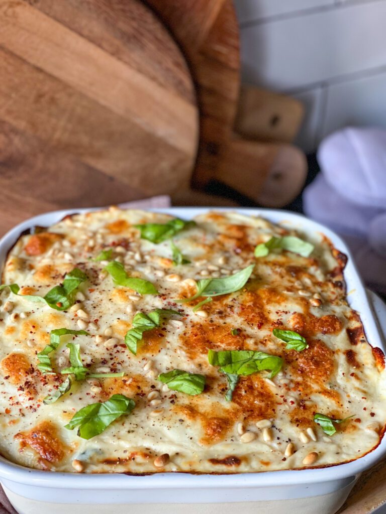 vegetarische pasta met spinazie en bechamelsaus