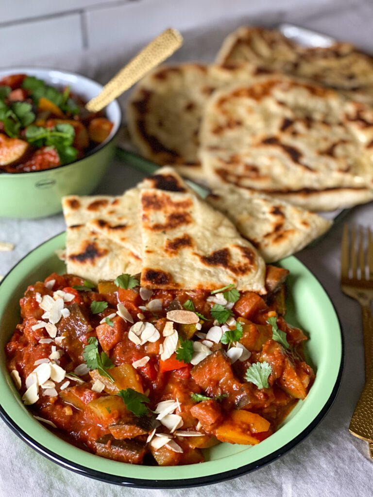 vegetarische stoofpot met aubergine en courgette