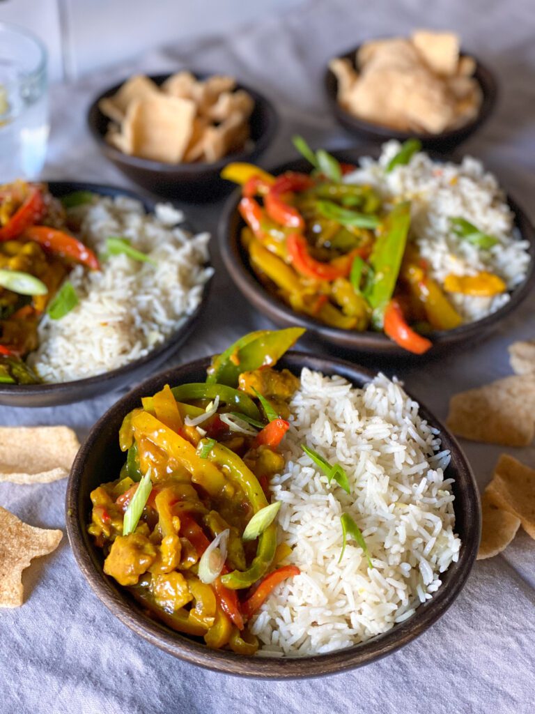 snelle roerbak met paprika en vegetarische kip