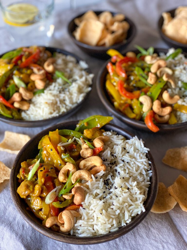 snelle roerbak maaltijd met paprika en vega kip