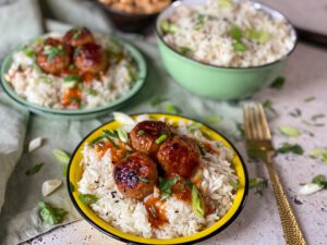 kip gehaktballetjes in pittige sinaasappelsaus