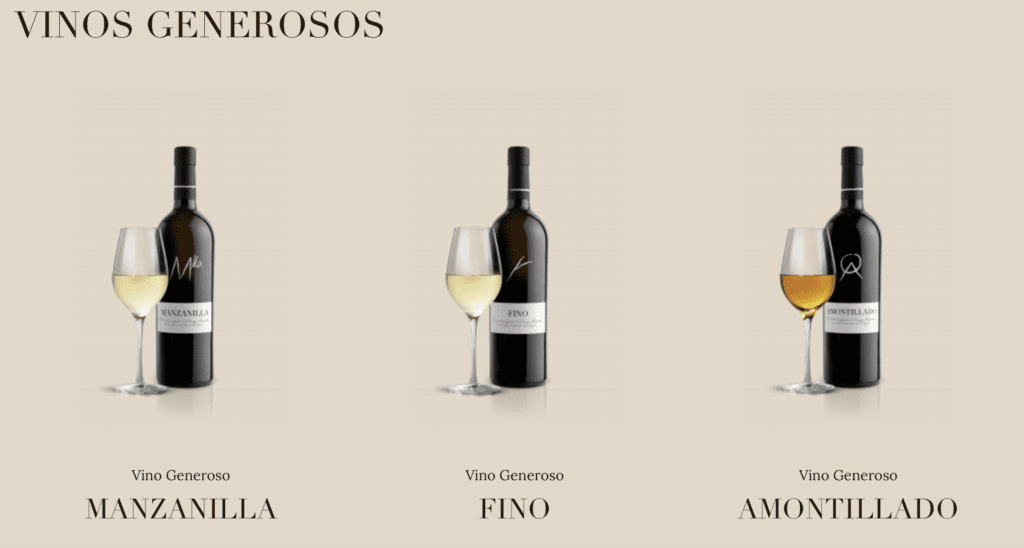 Soorten Sherry wijnen vinos generosos familie over de kook