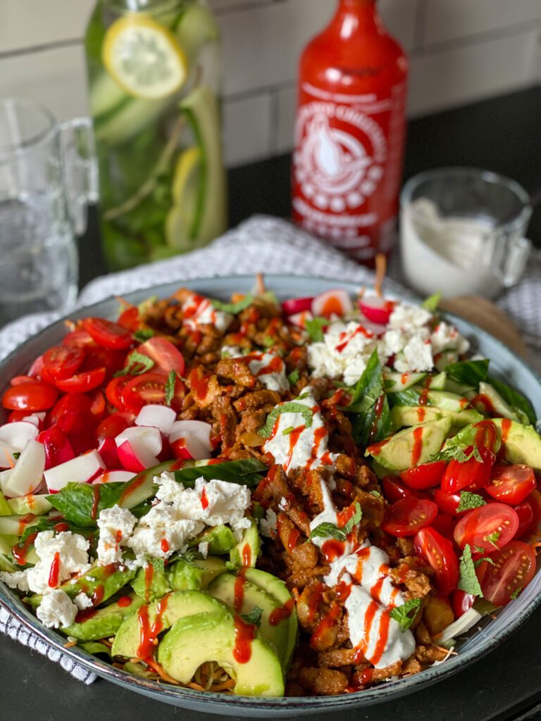 shoarma salade met frisse dressing 