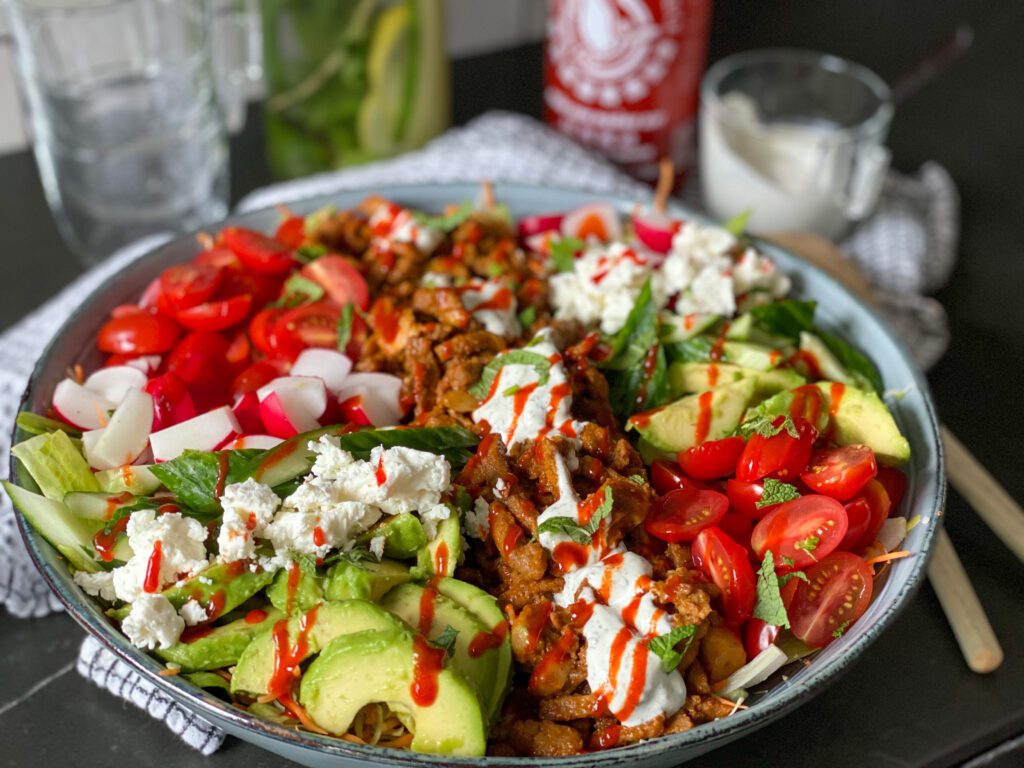 shoarma salade met frisse dressing