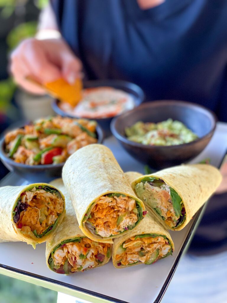 pulled chicken wraps