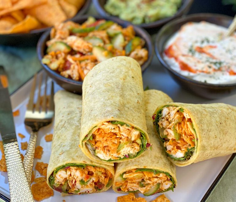 pulled chicken wraps