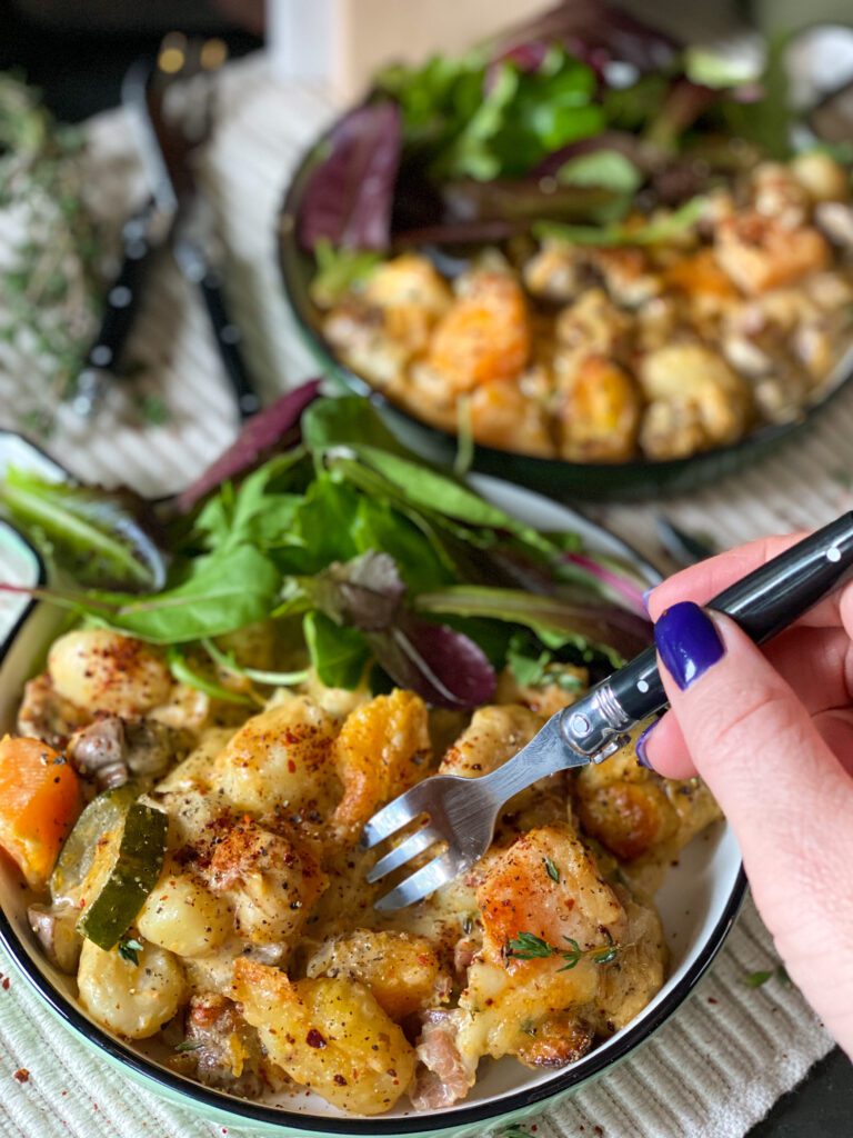 gnocchi ovenschotel met pompoen en spek