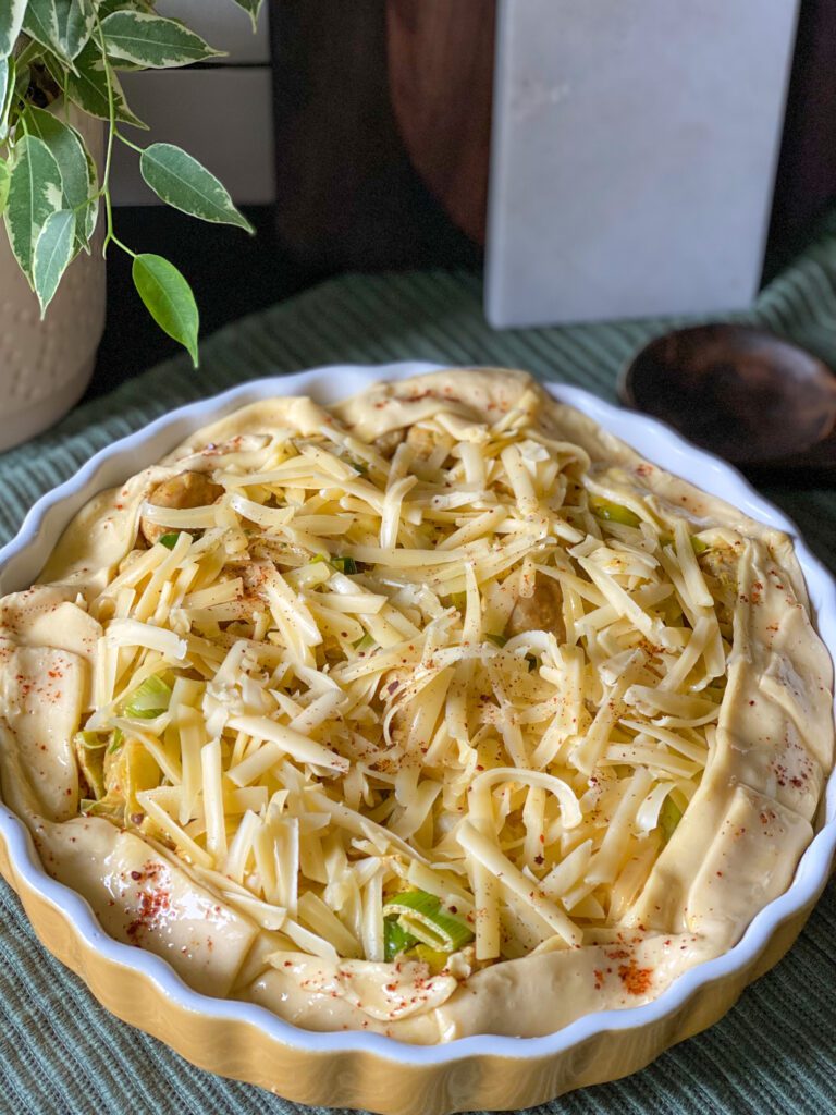 Hartige taart met prei en Boursin